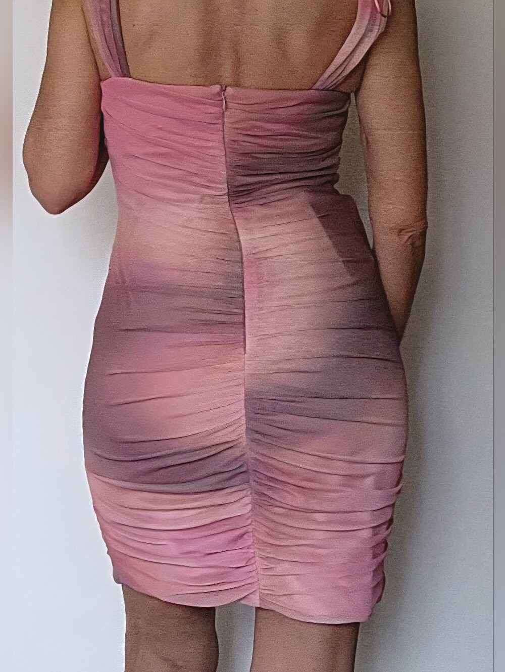 NWT ZARA Ruched Pink Ombre Sleeveless Dress - Picture 2 of 5